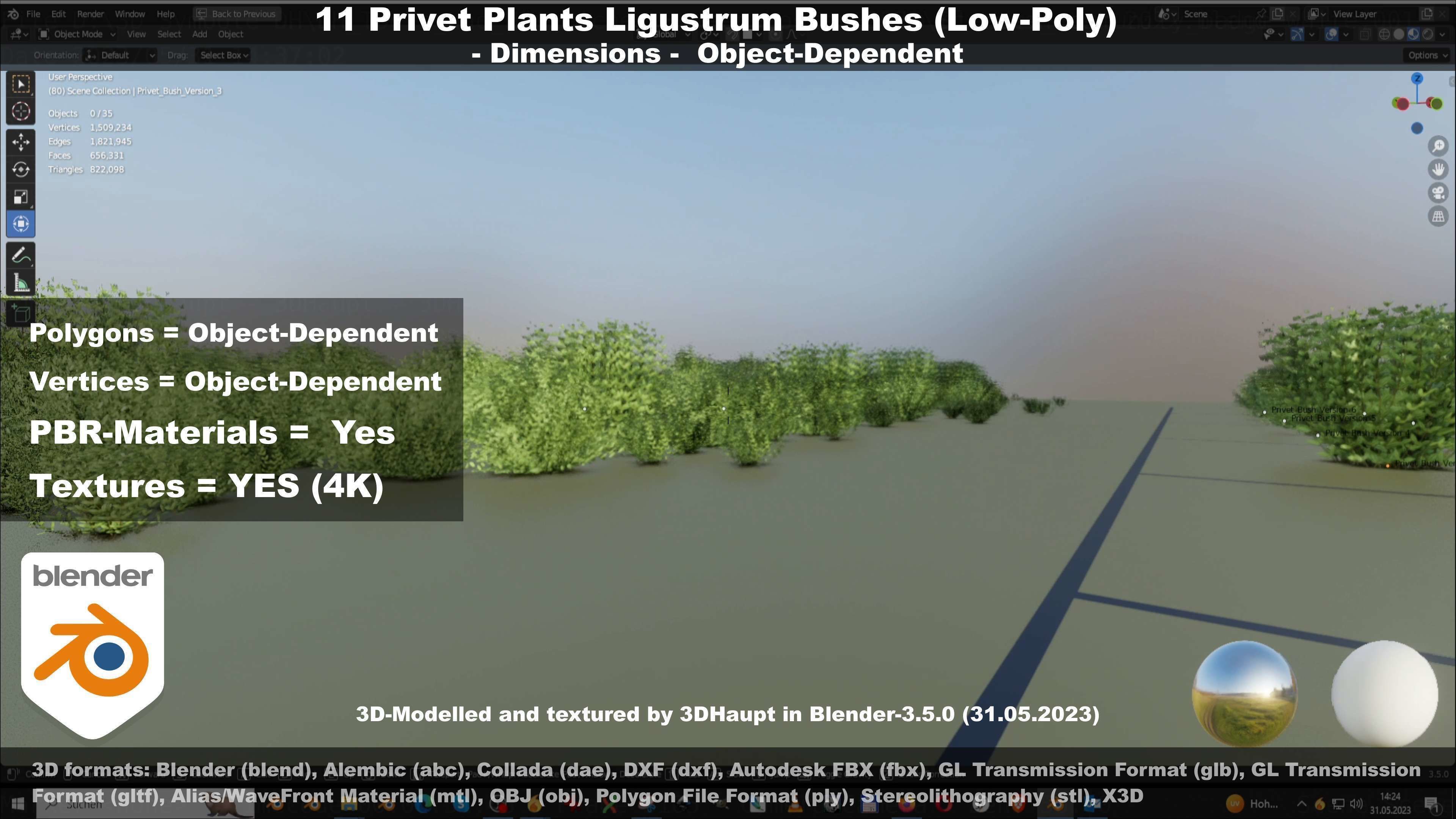 11 Privet Plants Ligustrum Low-poly 3D model_89