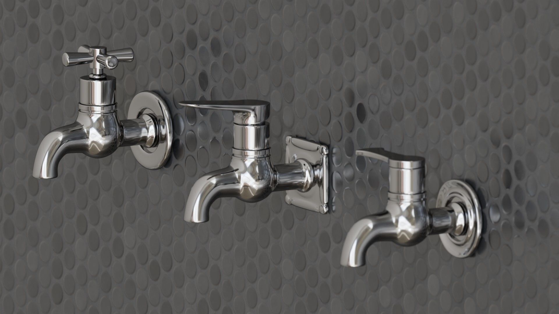 3D model Modern Bathroom Steel Tap Collection VR / AR / low-poly | CGTrader