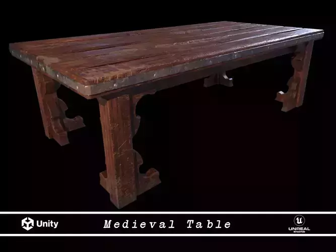 Old medieval Wear and Used Wooden Long Table 