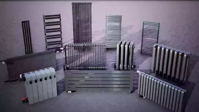 Radiators 12 Assets Low-poly 3D model