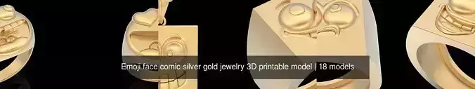 Emoji face comic silver gold jewelry 3D printable model