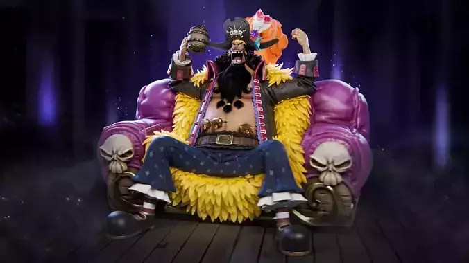 One Piece Anime  Blackbeard  Marshall D Teach with Throne STL 3D print model