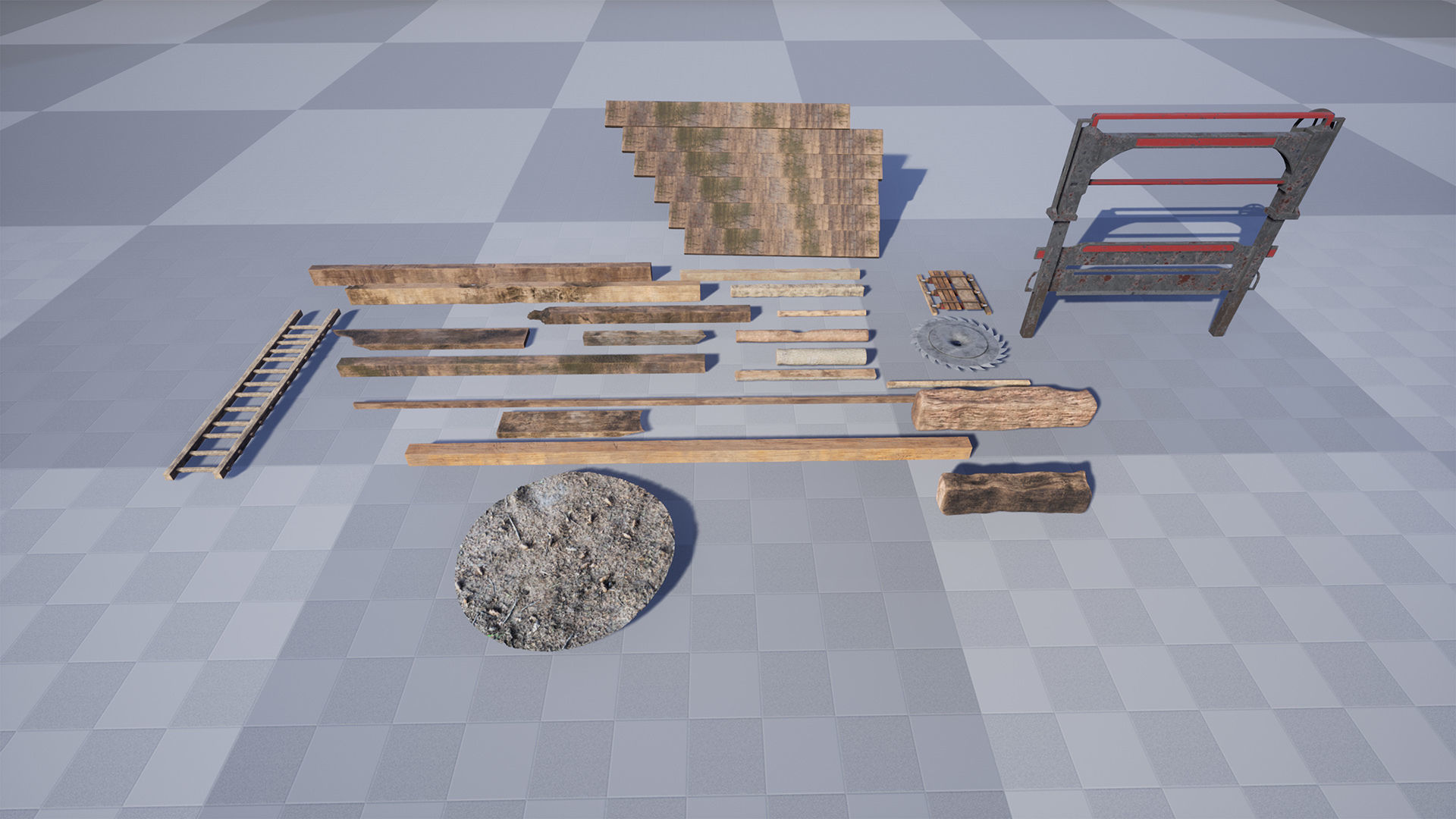 Lumber Mill 37 Assets Low-poly 3D model_9