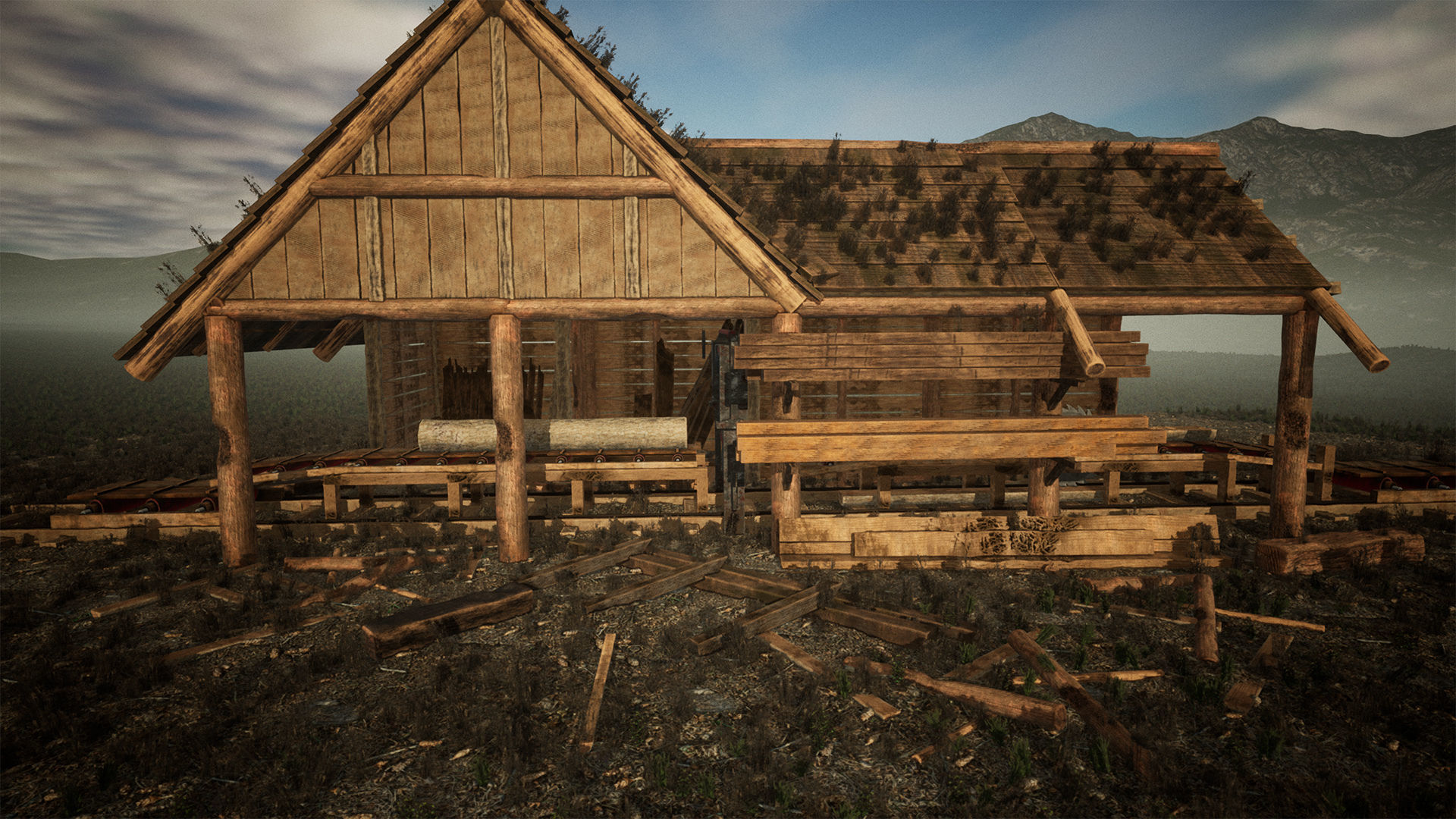 Lumber Mill 37 Assets Low-poly 3D model_3