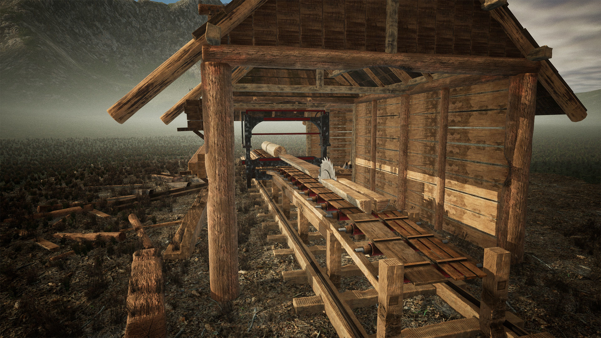 Lumber Mill 37 Assets Low-poly 3D model_2