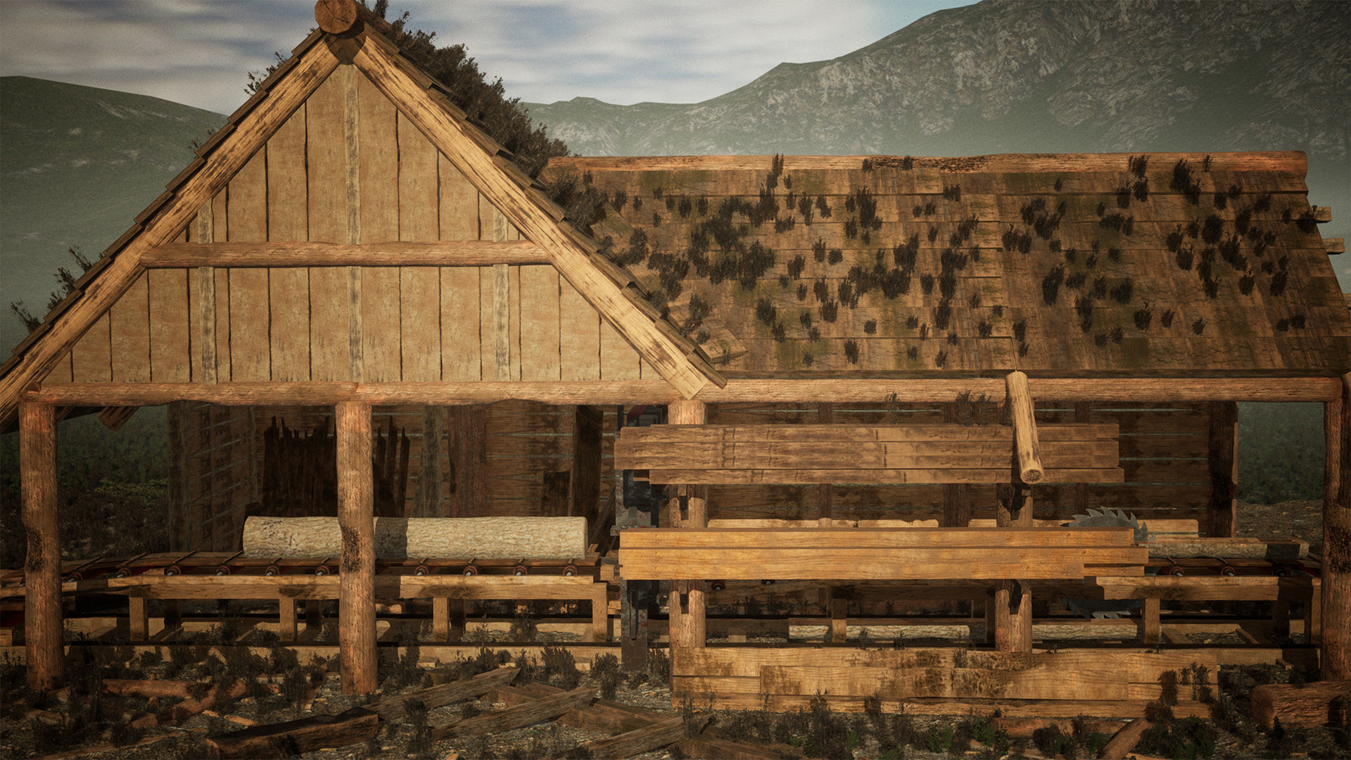 Lumber Mill 37 Assets Low-poly 3D model_6