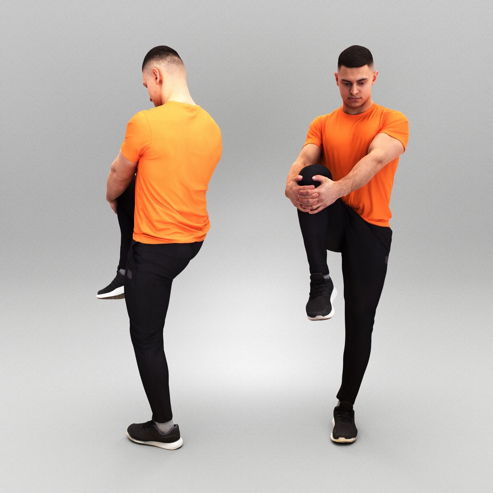 Athletic man doing leg stretches 395 Low-poly 3D model_2