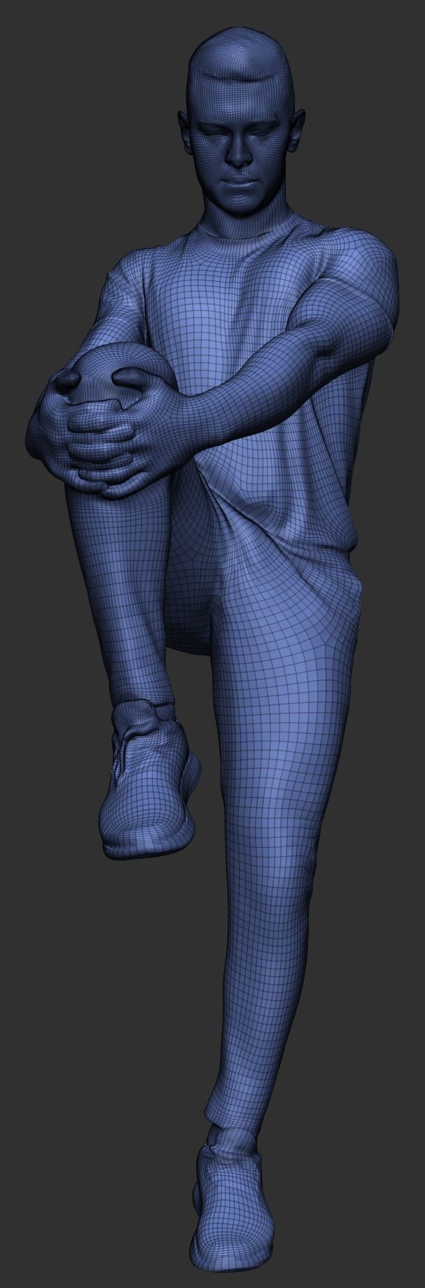 Athletic man doing leg stretches 395 Low-poly 3D model_5