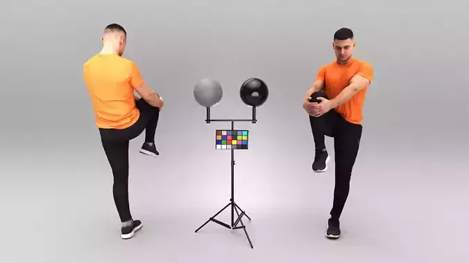Athletic man doing leg stretches 395 Low-poly 3D model