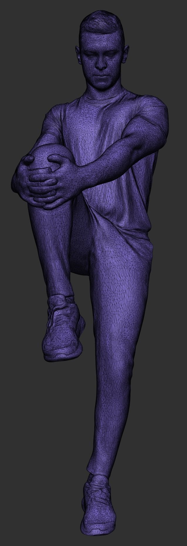 Athletic man doing leg stretches 395 Low-poly 3D model_7