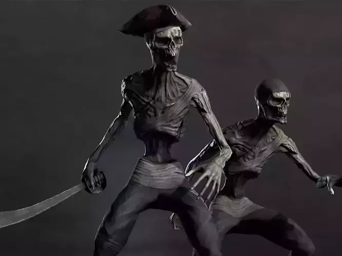 Dead Pirate Creep - Animated Lowpoly Character Low-poly 3D model