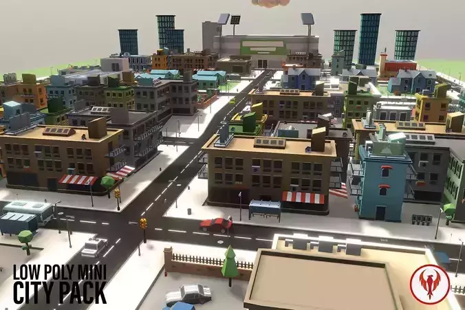 3D Low Poly Mini City Pack Low-poly 3D model