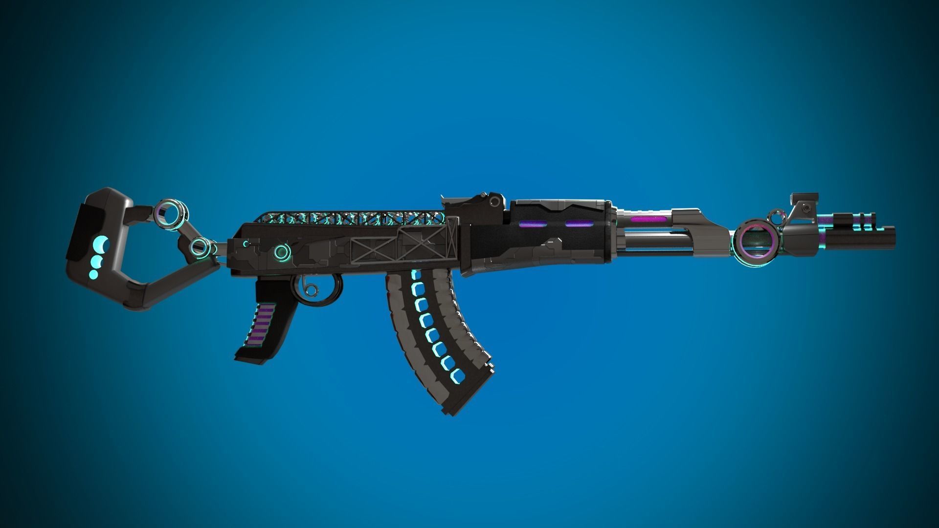 Sci-fi  Classic AK rifles 3D models pack Low-poly 3D model_3