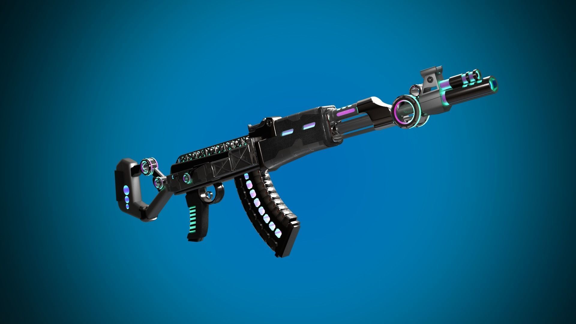 Sci-fi  Classic AK rifles 3D models pack Low-poly 3D model_4