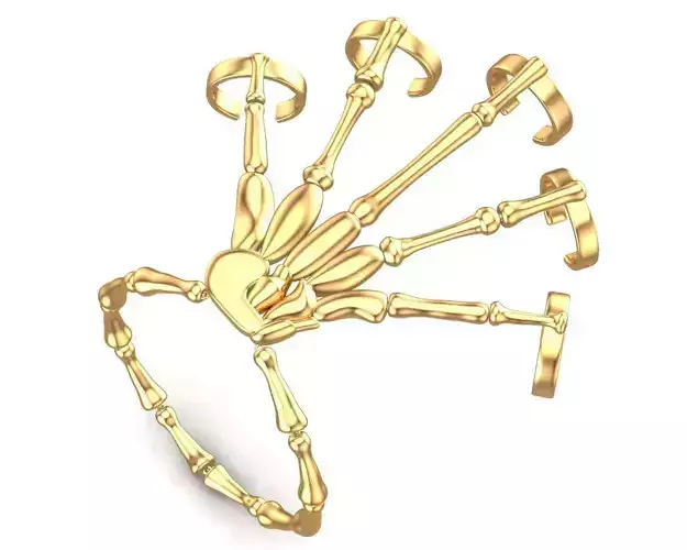 Helloween Skeleton Hand Ring And Bracelet 3D print model