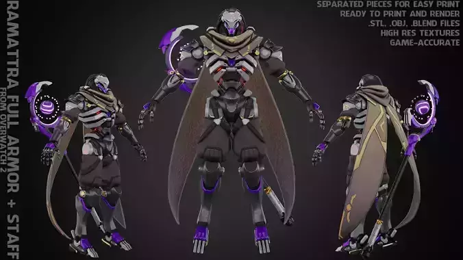 Overwatch 2 Ramattra Full Armor and Staff For Cosplay 3D Model Collection