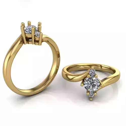 Engagement ring with round center gem 3D print model