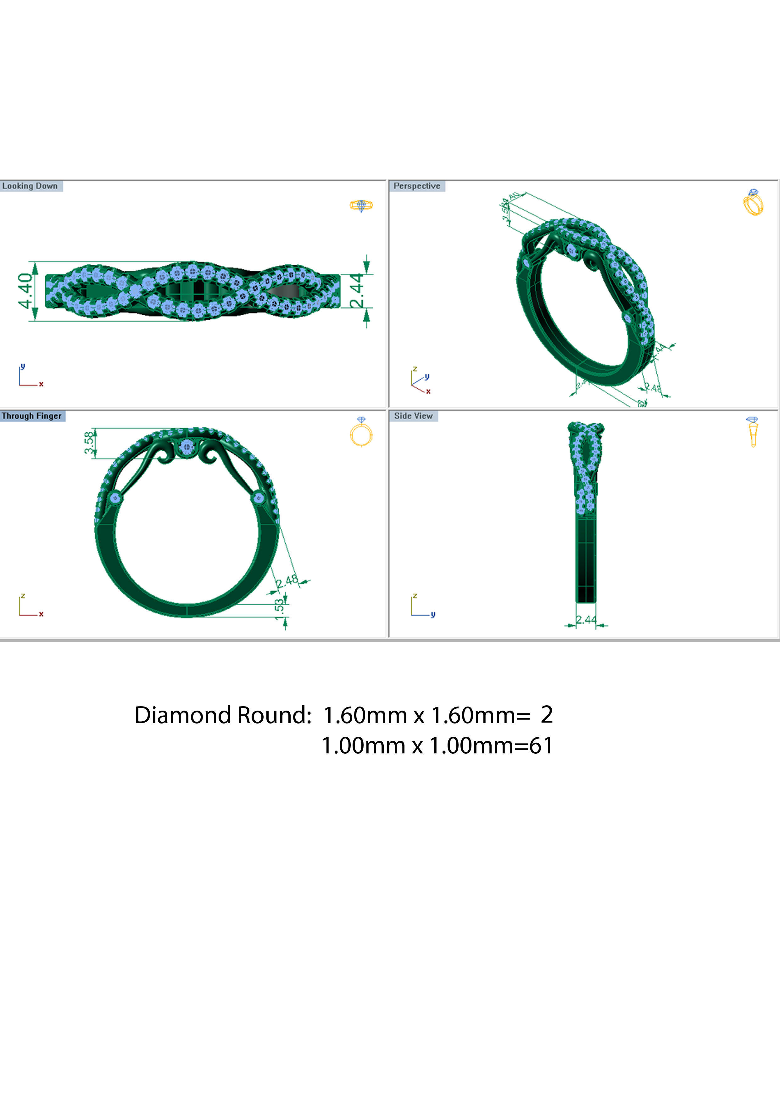 Verragio Four Prong with Wedding Bend 3D print model_4