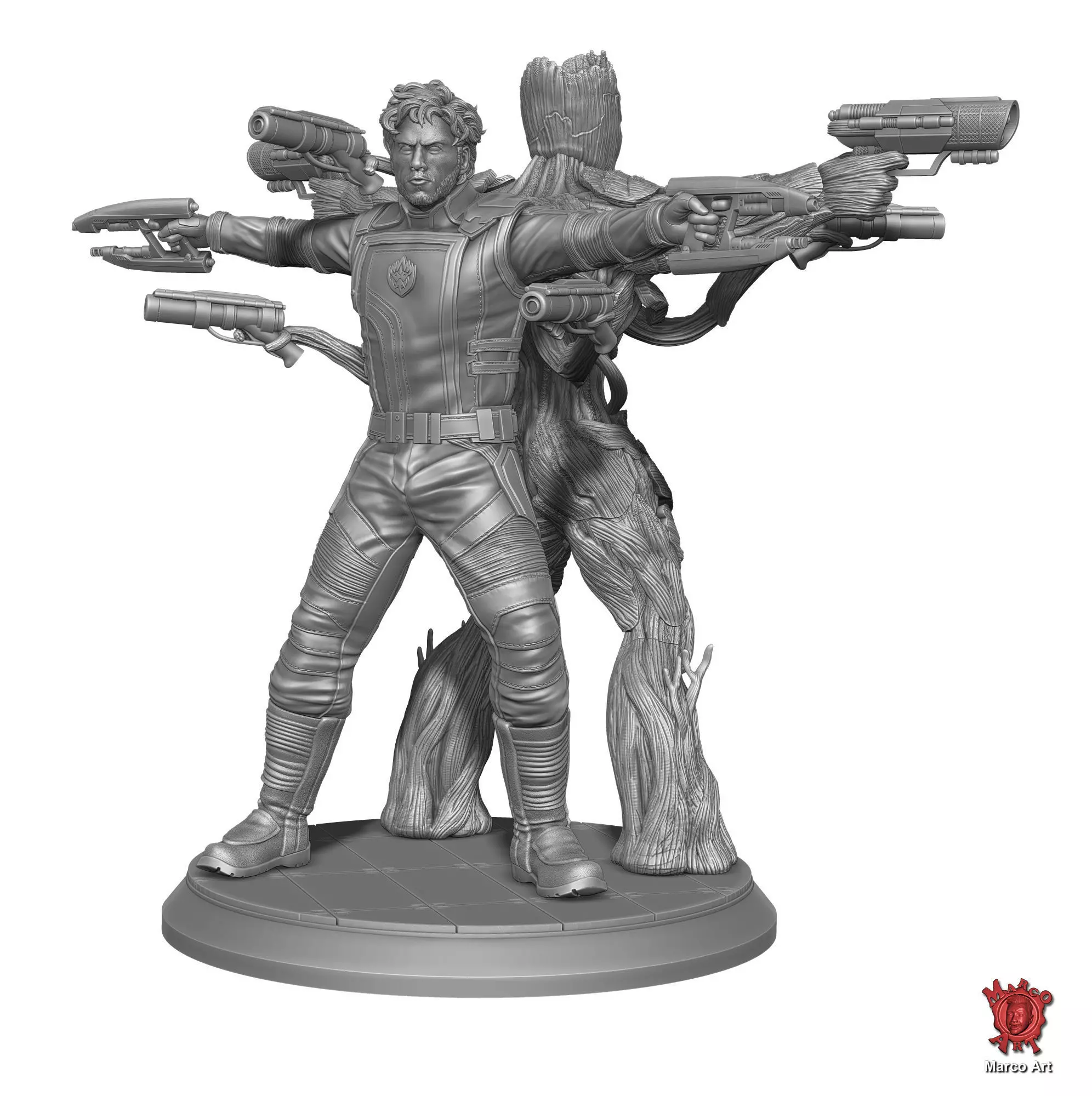 Star lord and Root 3D file 3D print model_0
