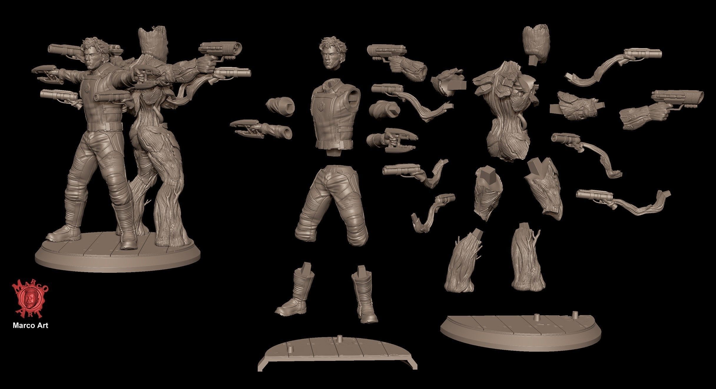 Star lord and Root 3D file 3D print model_6