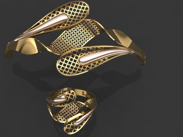 bracelet and ring 3D print model_1