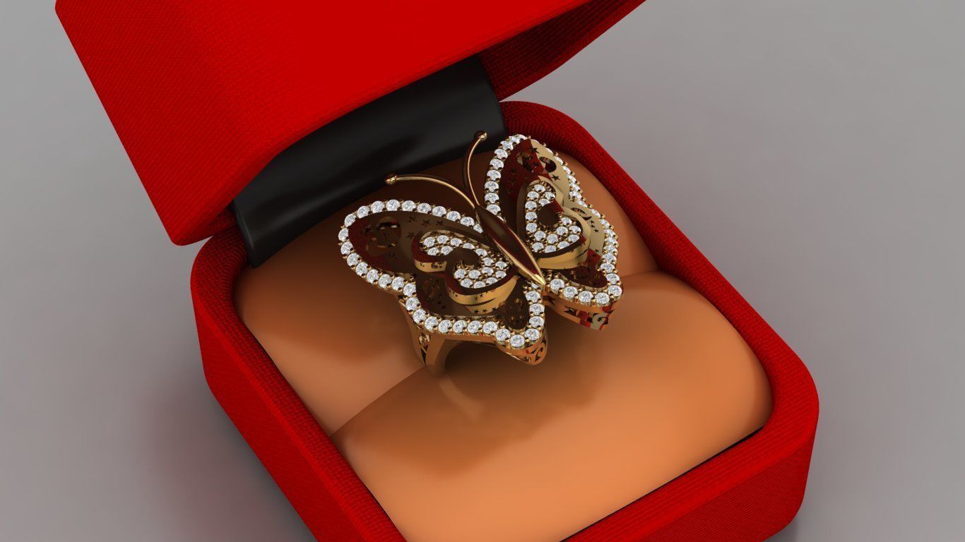 Ring Butterfly  3D print model_5