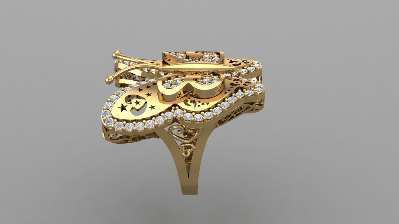 Ring Butterfly  3D print model_3