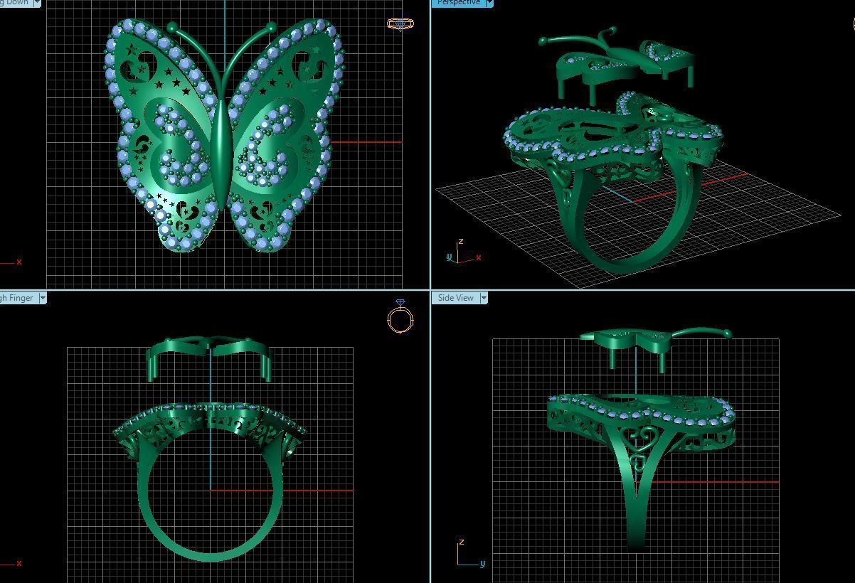 Ring Butterfly  3D print model_7