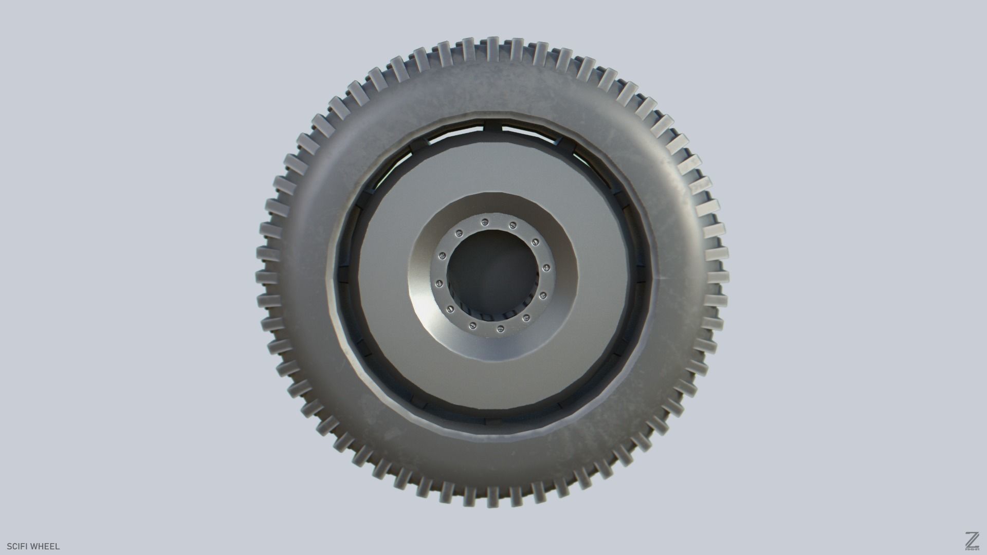 Scifi wheel Low-poly 3D model_8