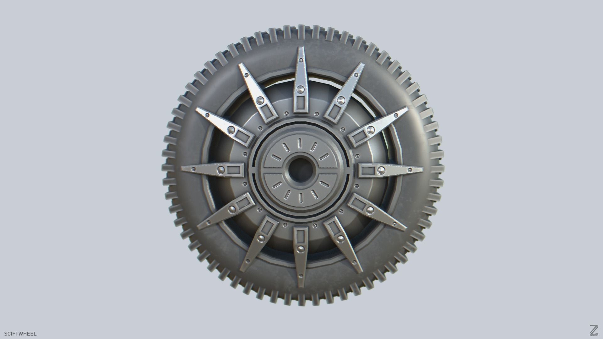 Scifi wheel Low-poly 3D model_1