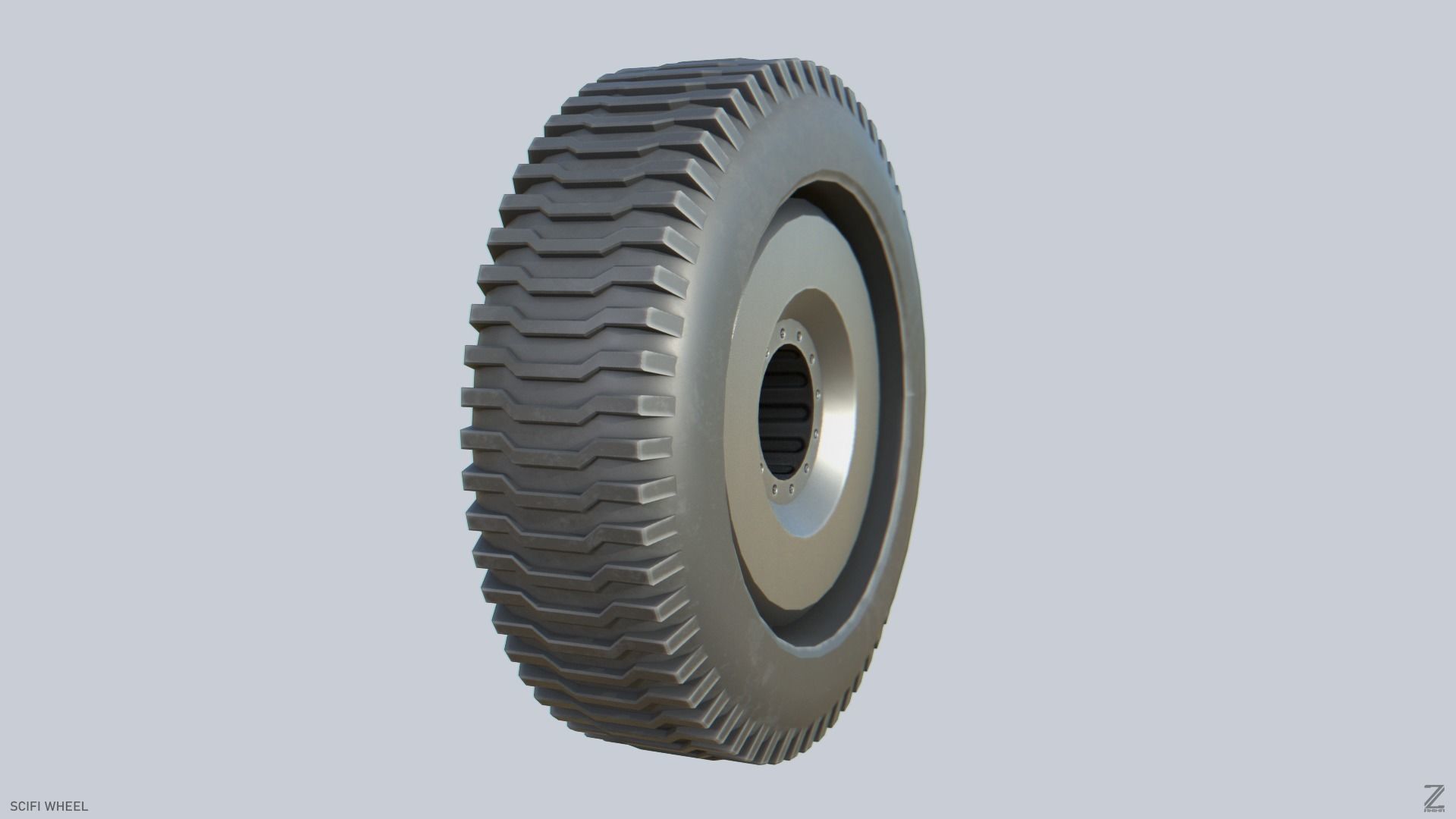 Scifi wheel Low-poly 3D model_7