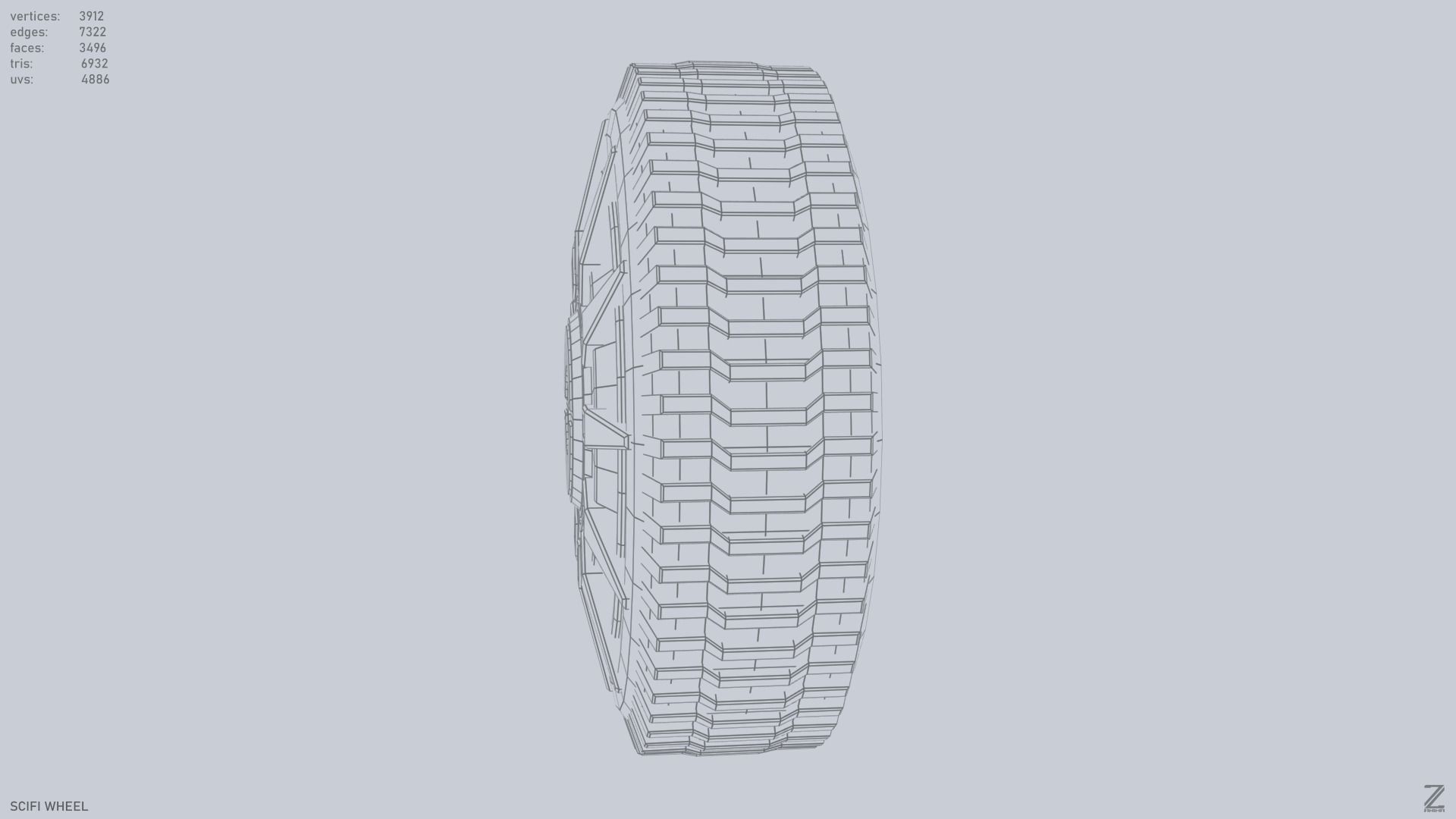 Scifi wheel Low-poly 3D model_12