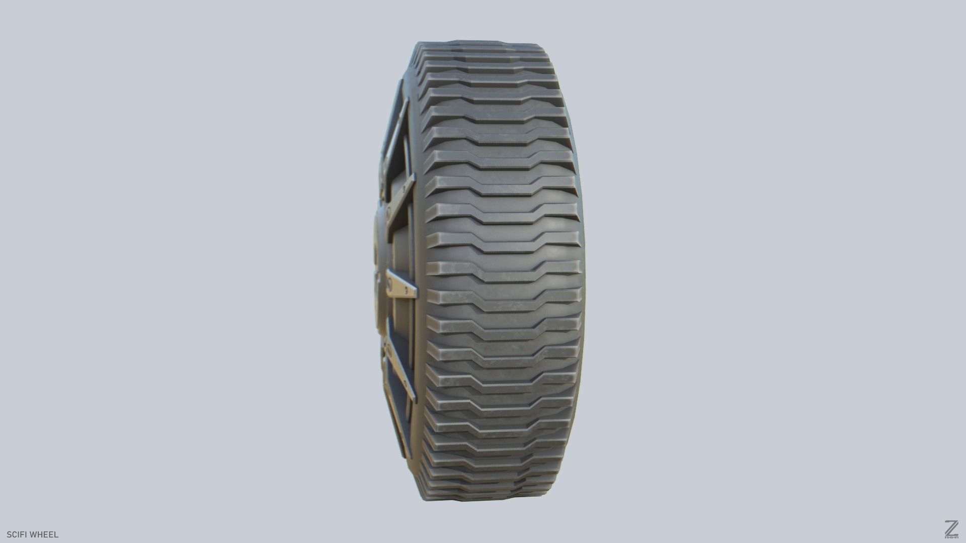 Scifi wheel Low-poly 3D model_6