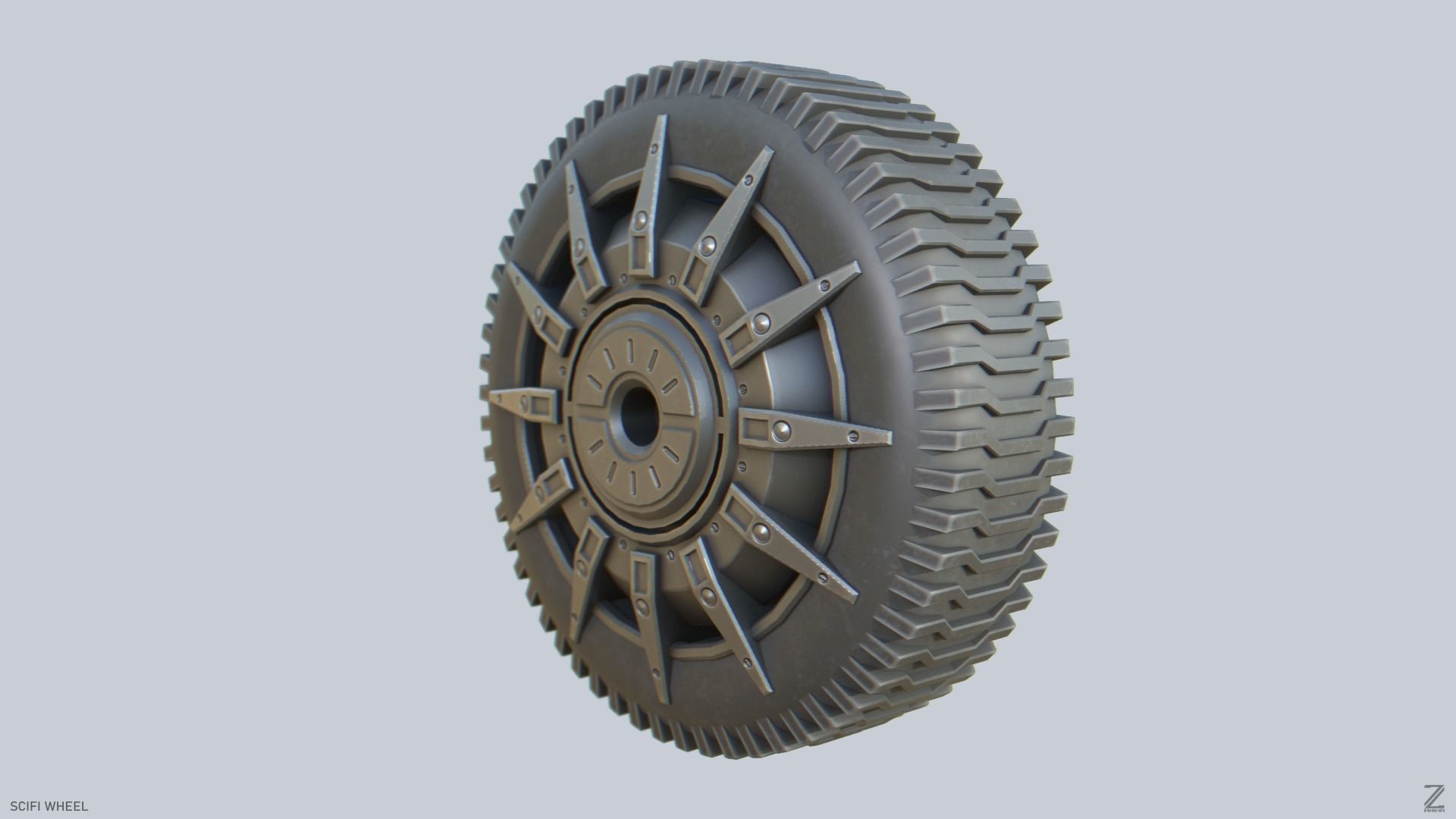 Scifi wheel Low-poly 3D model_4