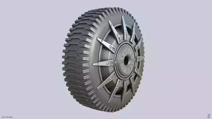 Scifi wheel Low-poly 3D model