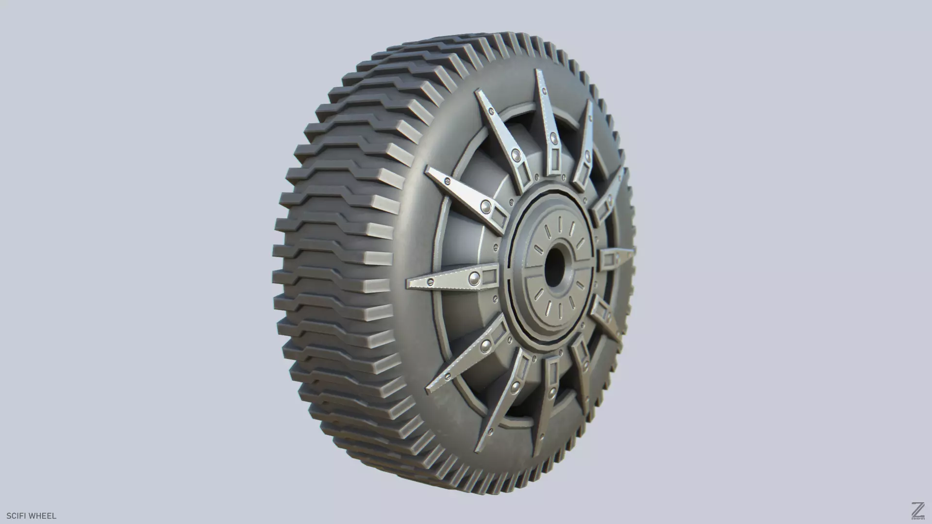 Scifi wheel Low-poly 3D model_0