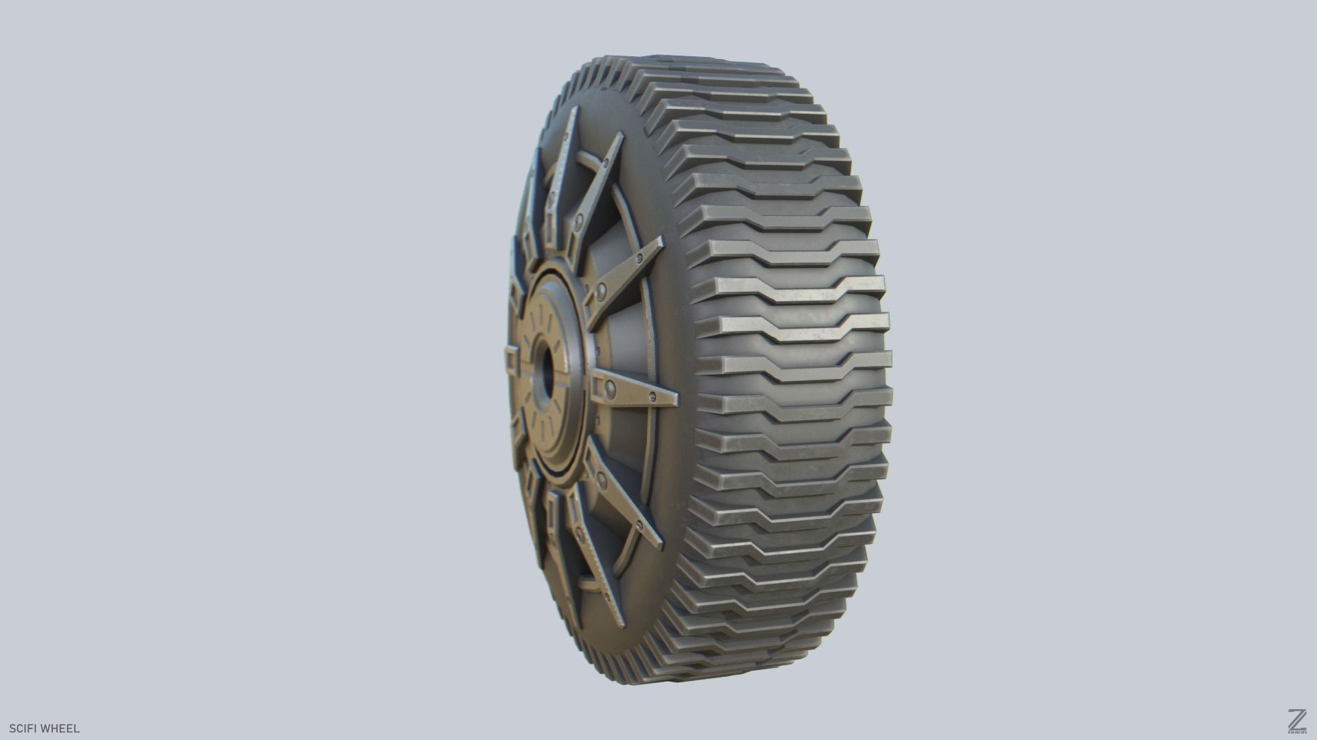 Scifi wheel Low-poly 3D model_5