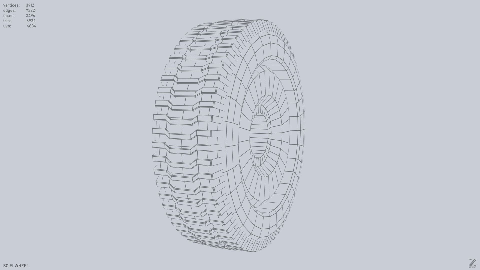 Scifi wheel Low-poly 3D model_13