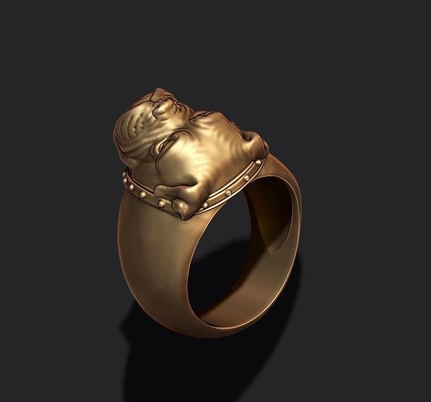 Boxer head dog ring 3D print model_4