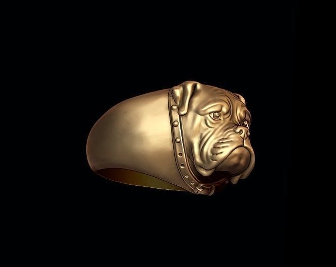 Boxer head dog ring 3D print model_5