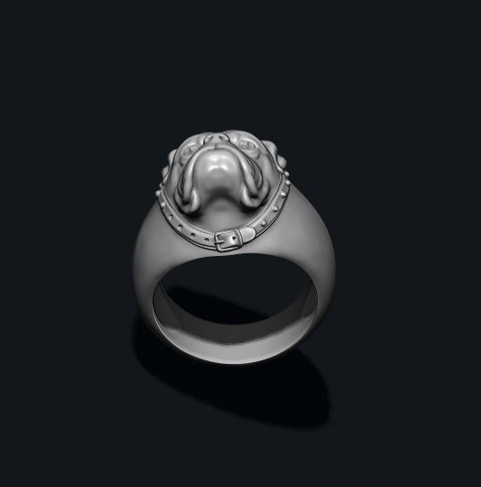 Boxer head dog ring 3D print model_7