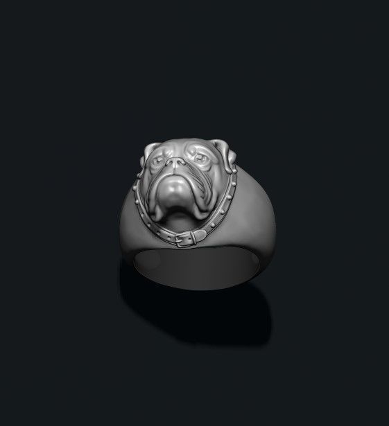 Boxer head dog ring 3D print model_6