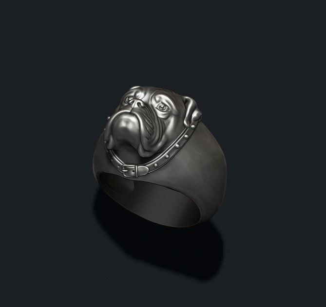 Boxer head dog ring 3D print model_2