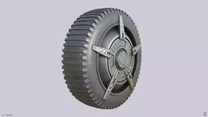 Scifi wheel Low-poly 3D model