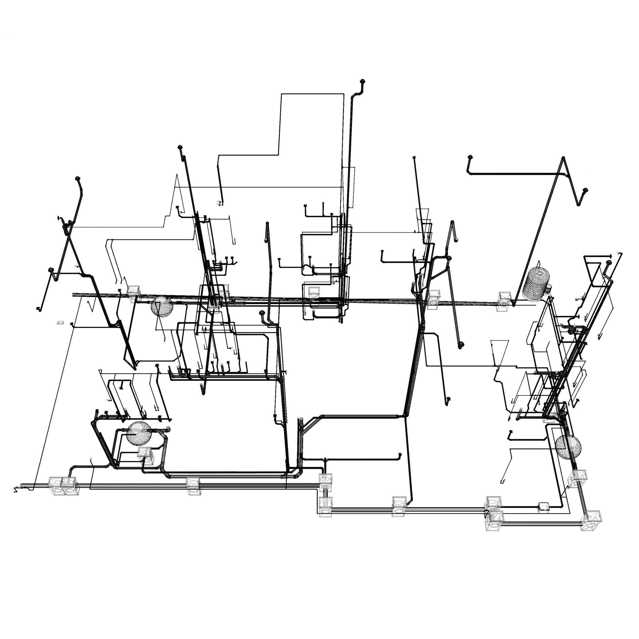 Plumbing piping in building 3D model_10