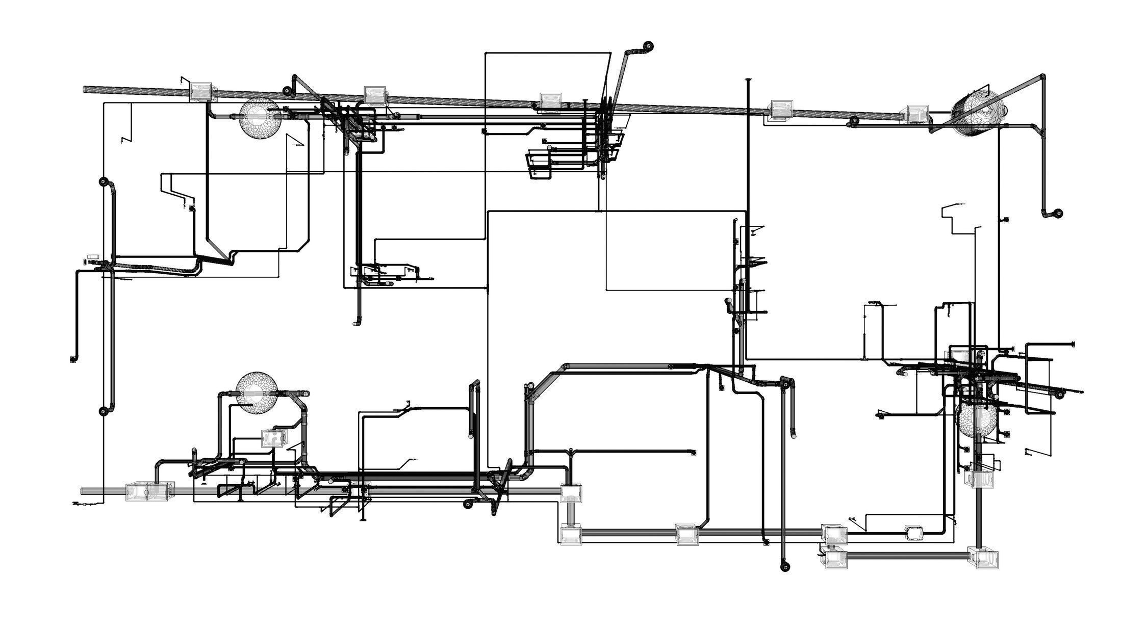 Plumbing piping in building 3D model_6