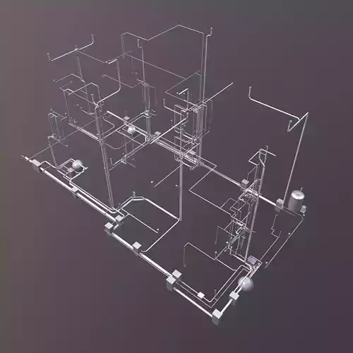 Plumbing piping in building 3D model