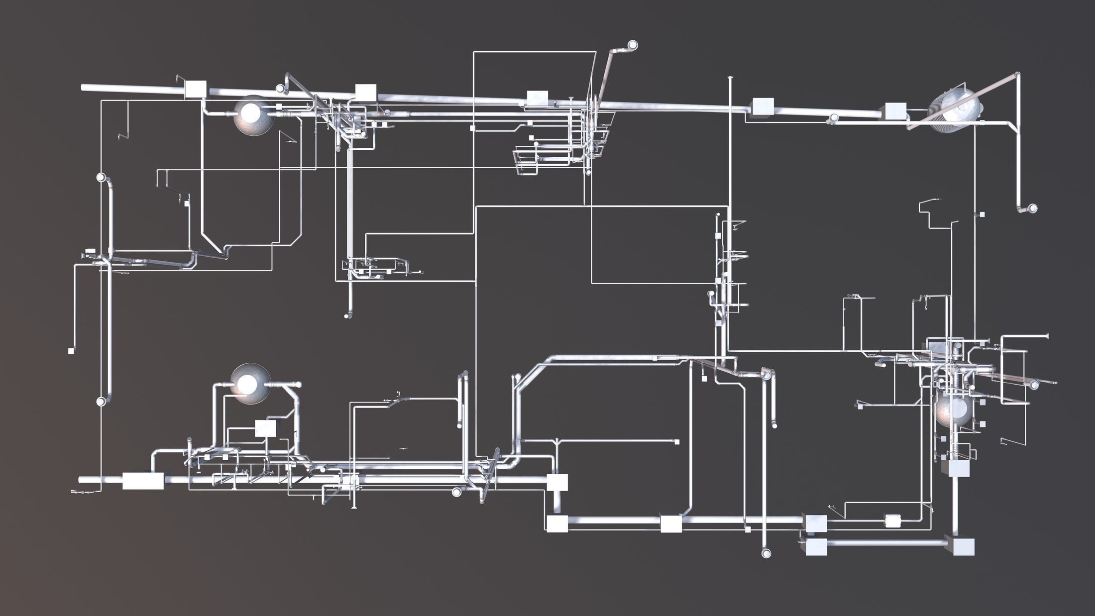 Plumbing piping in building 3D model_2