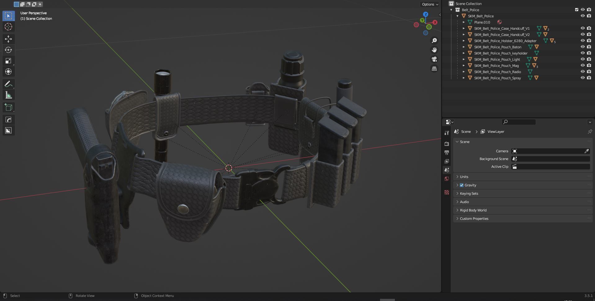 POLICE DUTY BELT Low-poly 3D model_14