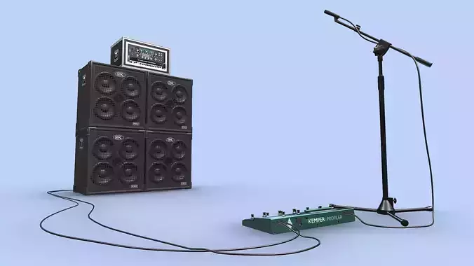 BASS RIG KEMPER-GALLIEN KRUEGER-SHURE SM57 3D model